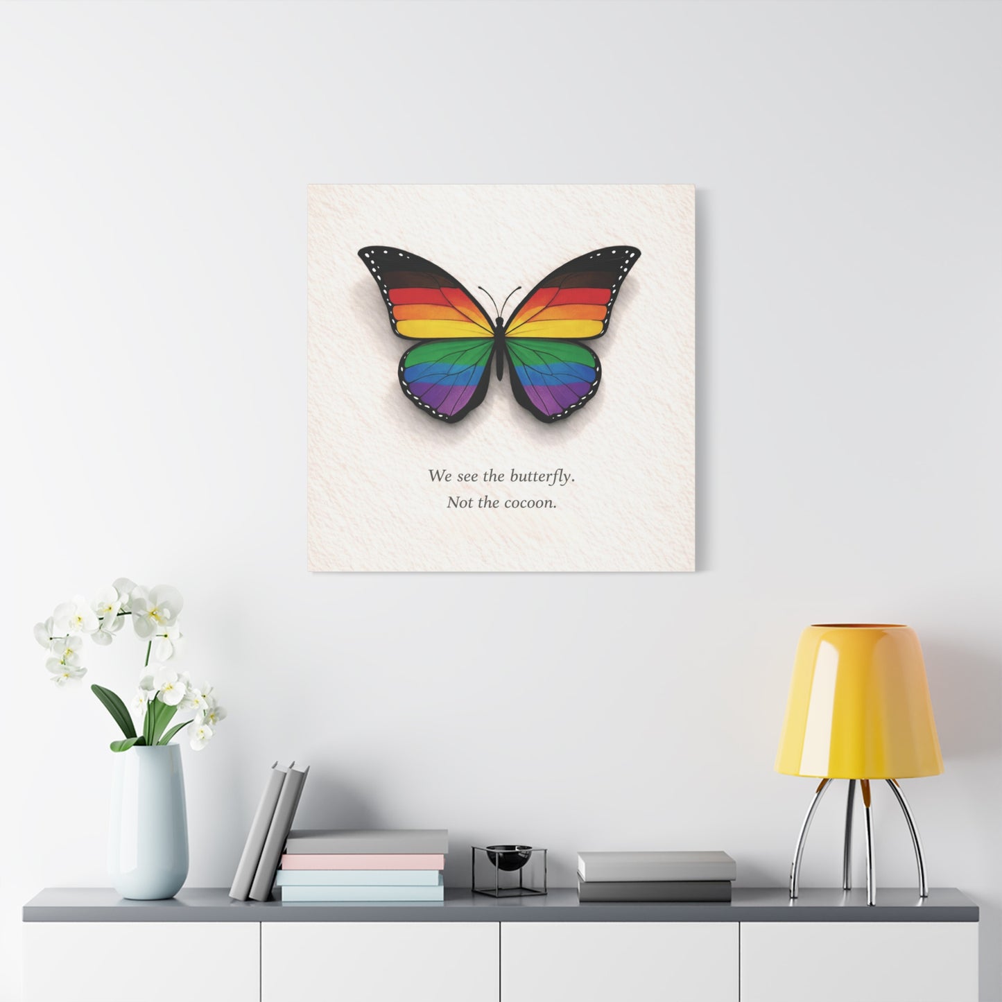 philly rainbow pride butterfly | metamorphosis series canvas wall art