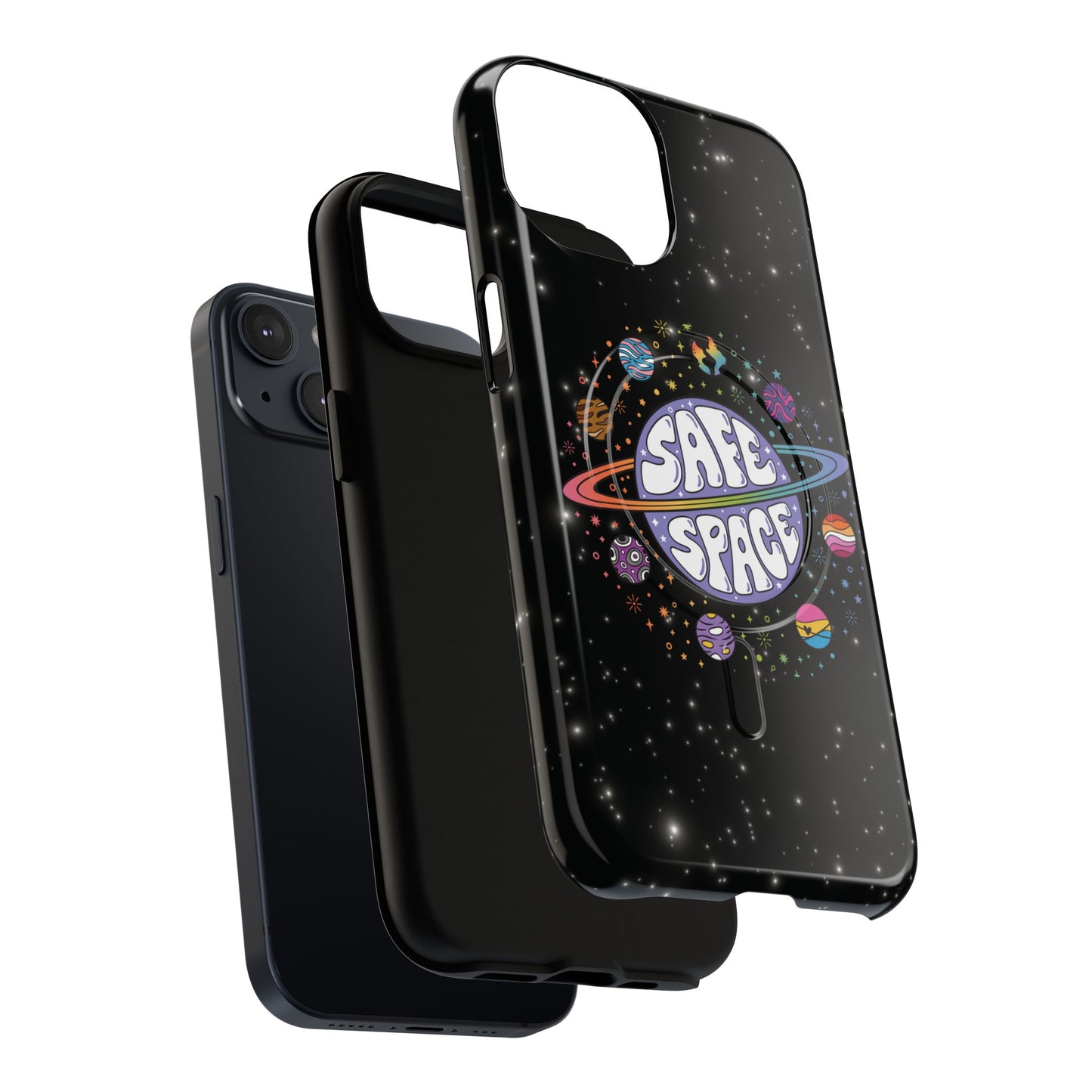 "safe space" lgbtqia+ pride galaxy magsafe® iphone case
