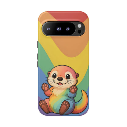 “Otterly Queer” – Retro Rainbow Pride Otter Android Tough Phone Case