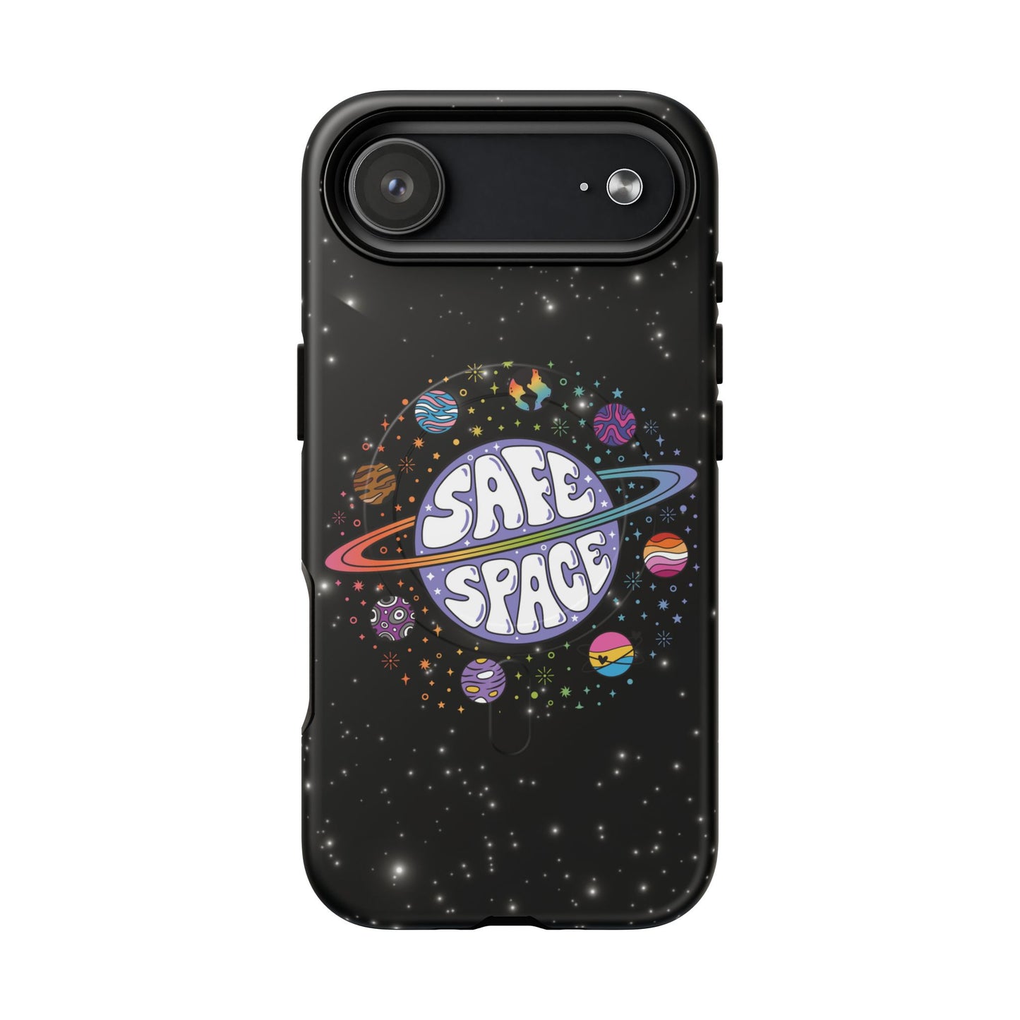 "safe space" lgbtqia+ pride galaxy magsafe® iphone case