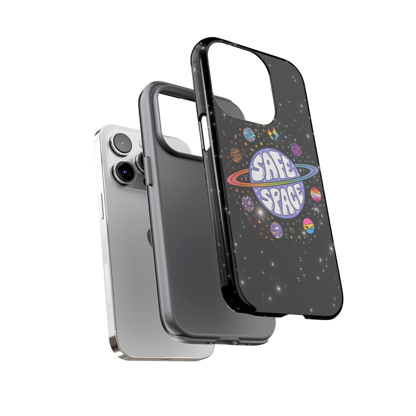 "safe space" lgbtqia+ pride galaxy android tough phone case