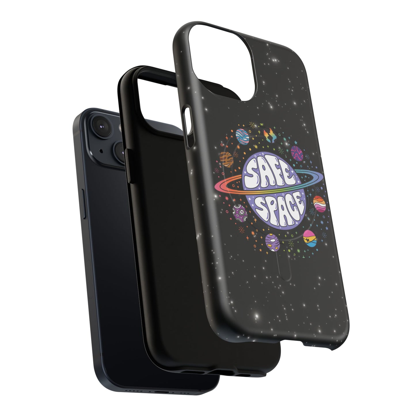 "safe space" lgbtqia+ pride galaxy magsafe® iphone case