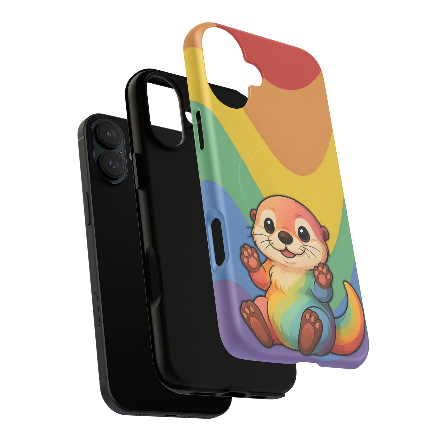 “otterly queer” – retro rainbow pride otter magsafe® iphone tough case