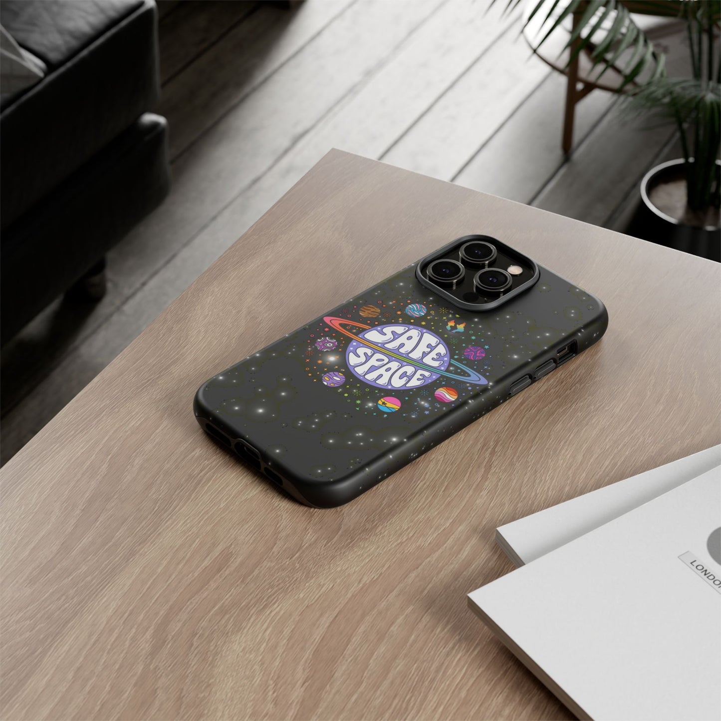 "safe space" lgbtqia+ pride galaxy android tough phone case