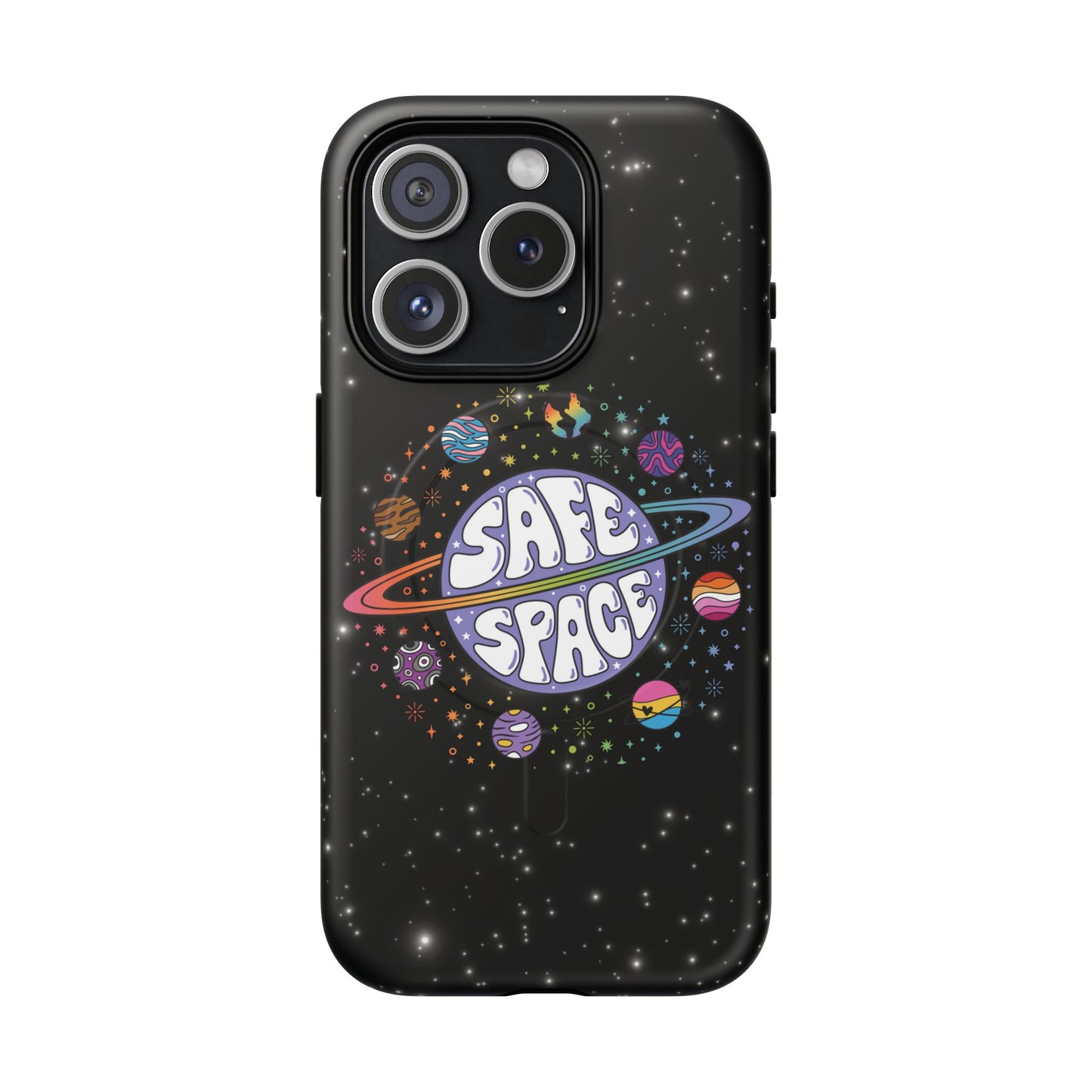 "safe space" lgbtqia+ pride galaxy magsafe® iphone case