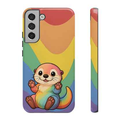 “Otterly Queer” – Retro Rainbow Pride Otter Android Tough Phone Case