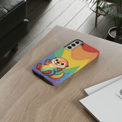 “Otterly Queer” – Retro Rainbow Pride Otter Android Tough Phone Case