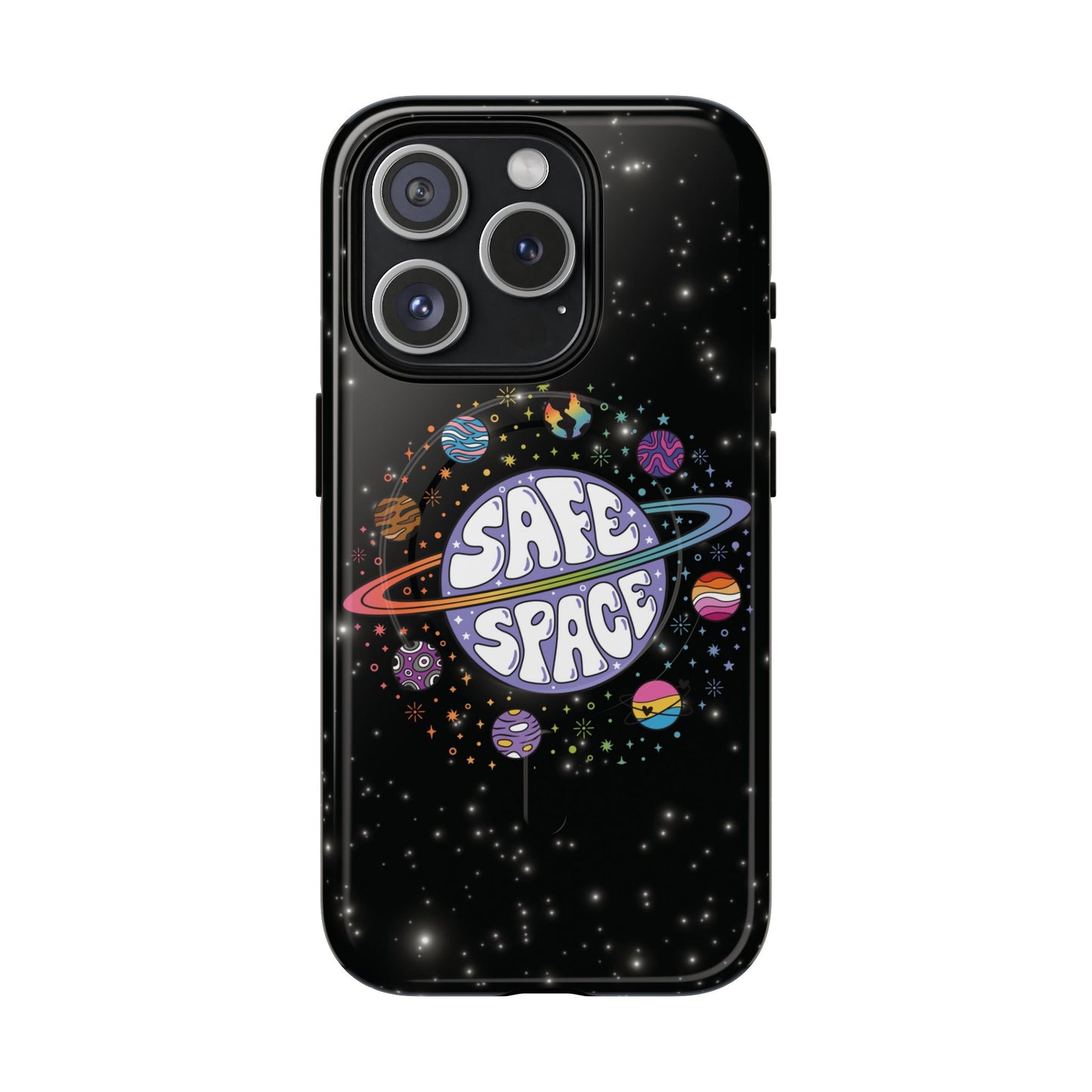 "safe space" lgbtqia+ pride galaxy magsafe® iphone case