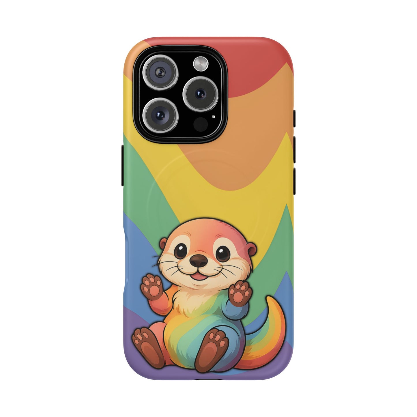“otterly queer” – retro rainbow pride otter magsafe® iphone tough case