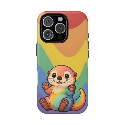 “Otterly Queer” – Retro Rainbow Pride Otter MagSafe® iPhone Tough Case