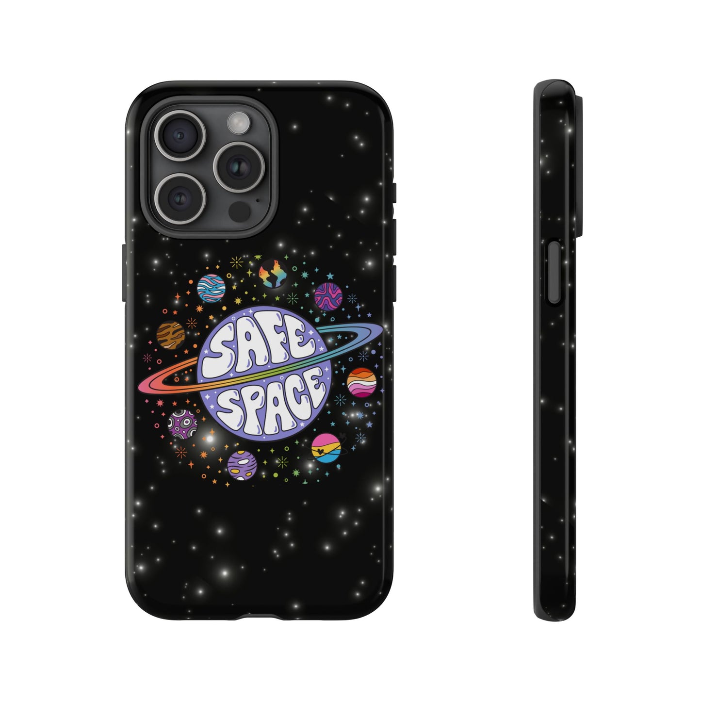 "safe space" lgbtqia+ pride galaxy android tough phone case