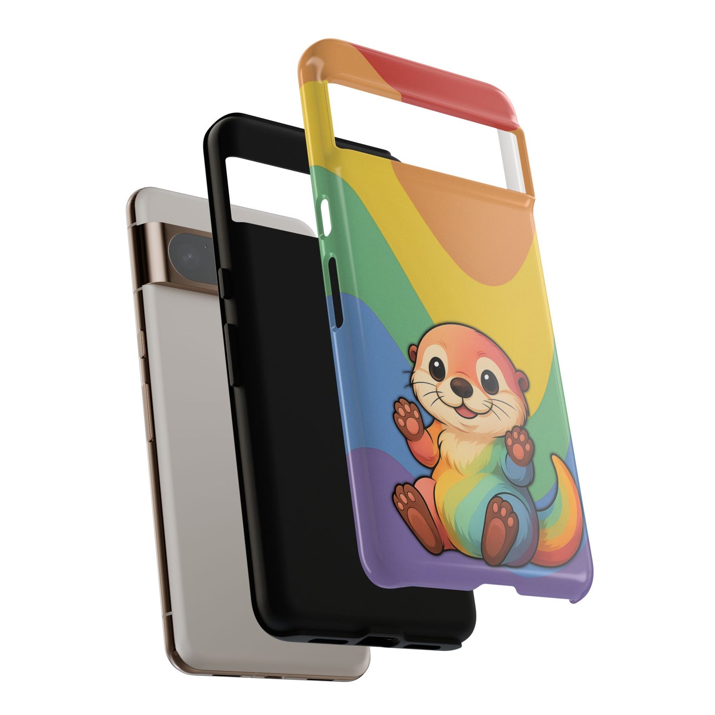 “otterly queer” – retro rainbow pride otter android tough phone case