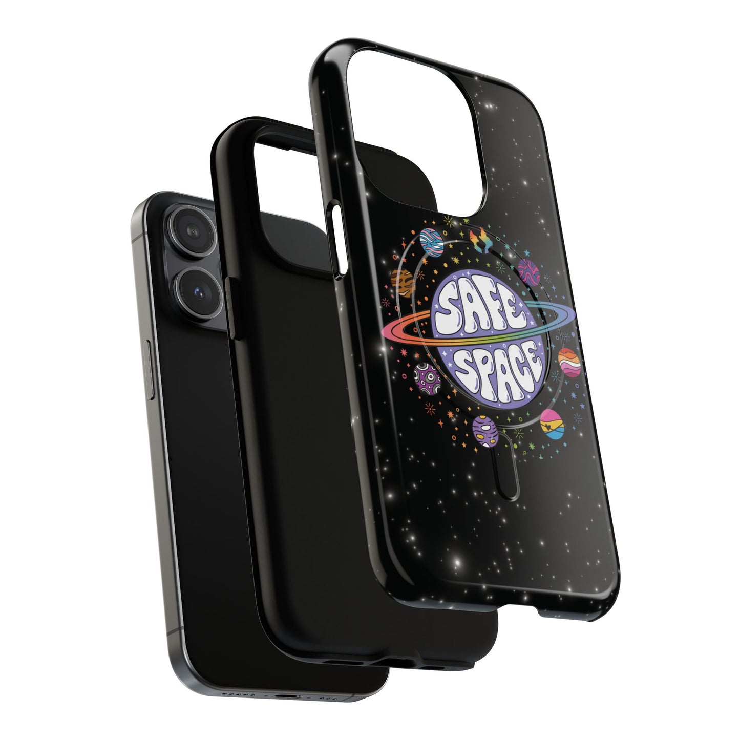 "safe space" lgbtqia+ pride galaxy magsafe® iphone case