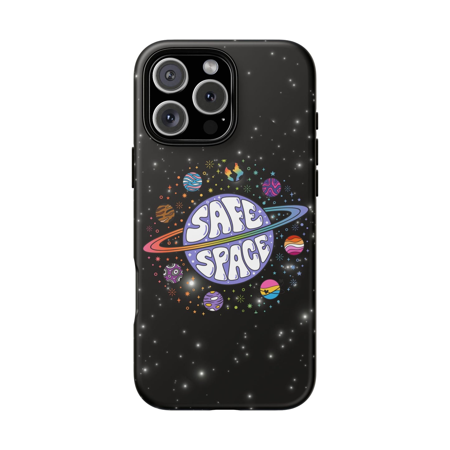 "safe space" lgbtqia+ pride galaxy android tough phone case