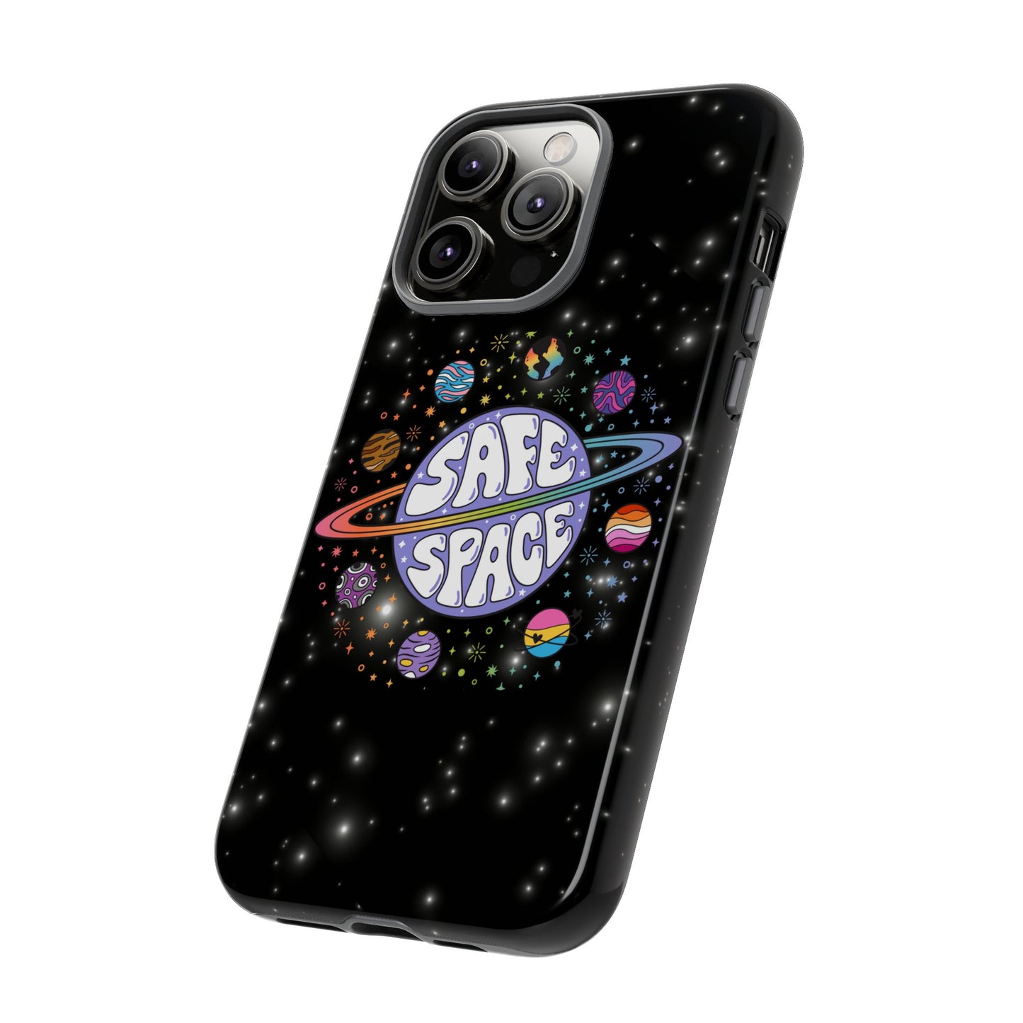 "safe space" lgbtqia+ pride galaxy android tough phone case