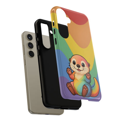 “Otterly Queer” – Retro Rainbow Pride Otter Android Tough Phone Case