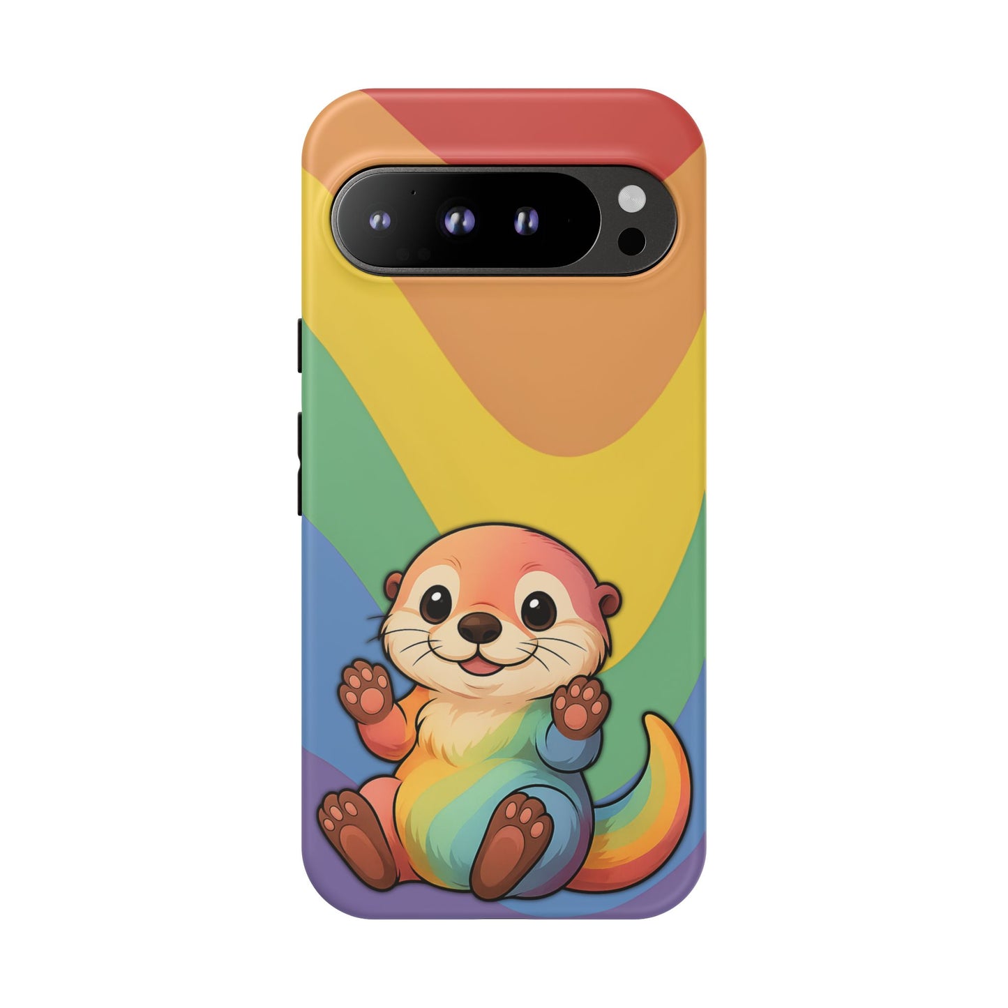 “otterly queer” – retro rainbow pride otter android tough phone case