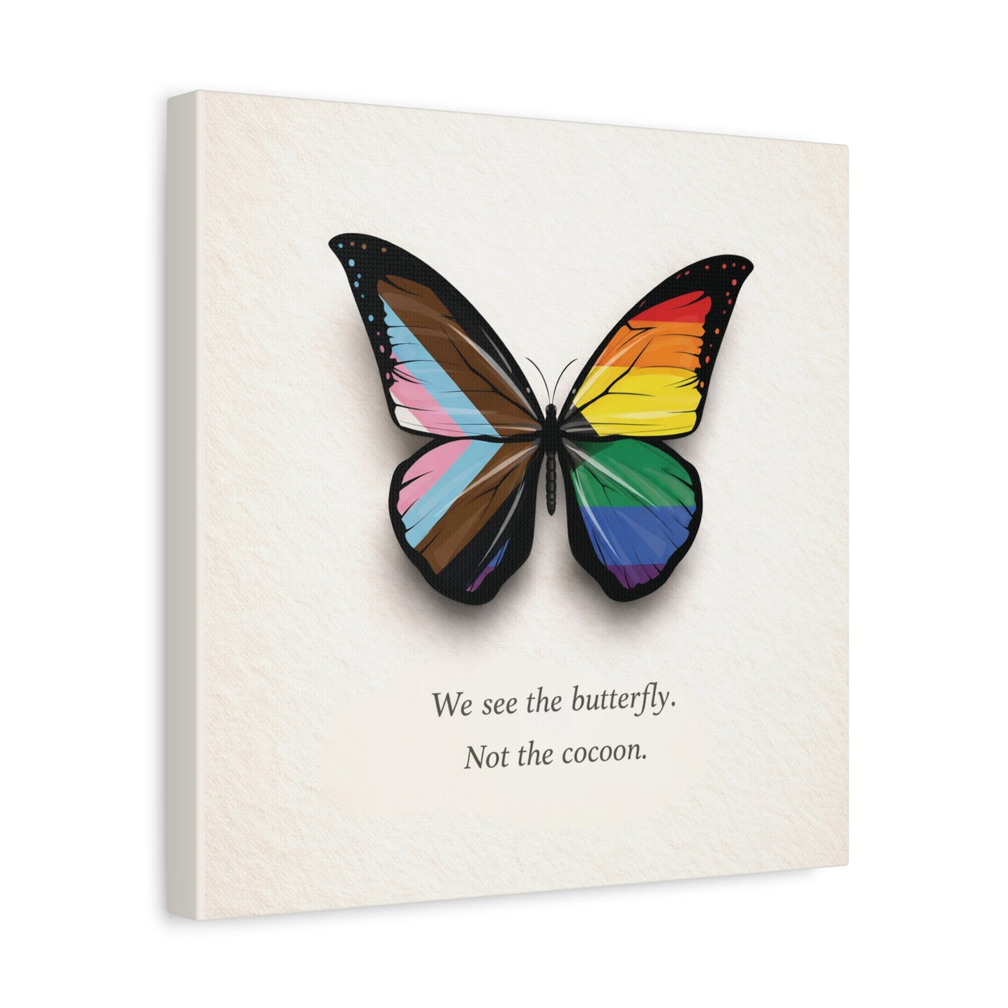 progress rainbow pride butterfly | metamorphosis series canvas wall art