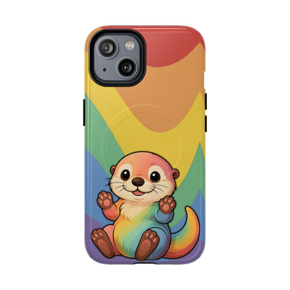 “Otterly Queer” – Retro Rainbow Pride Otter MagSafe® iPhone Tough Case