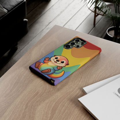 “Otterly Queer” – Retro Rainbow Pride Otter Android Tough Phone Case