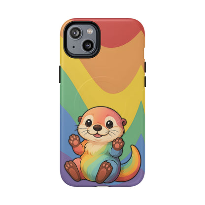 “Otterly Queer” – Retro Rainbow Pride Otter MagSafe® iPhone Tough Case
