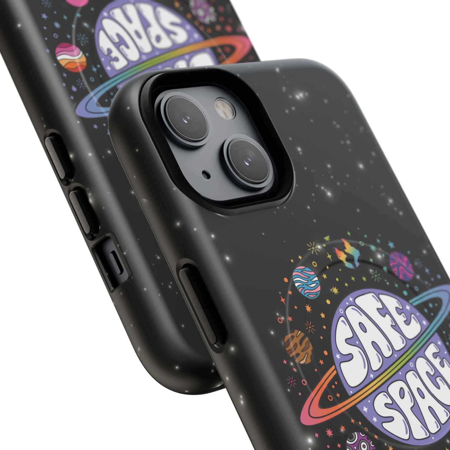 "safe space" lgbtqia+ pride galaxy magsafe® iphone case