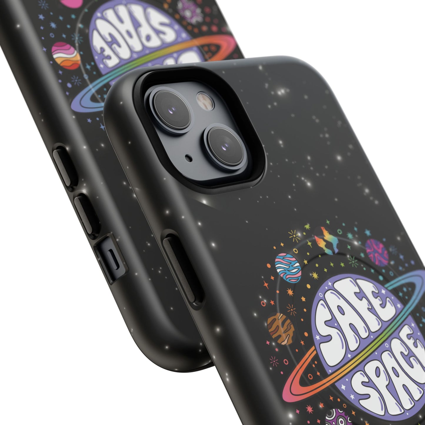 "safe space" lgbtqia+ pride galaxy magsafe® iphone case