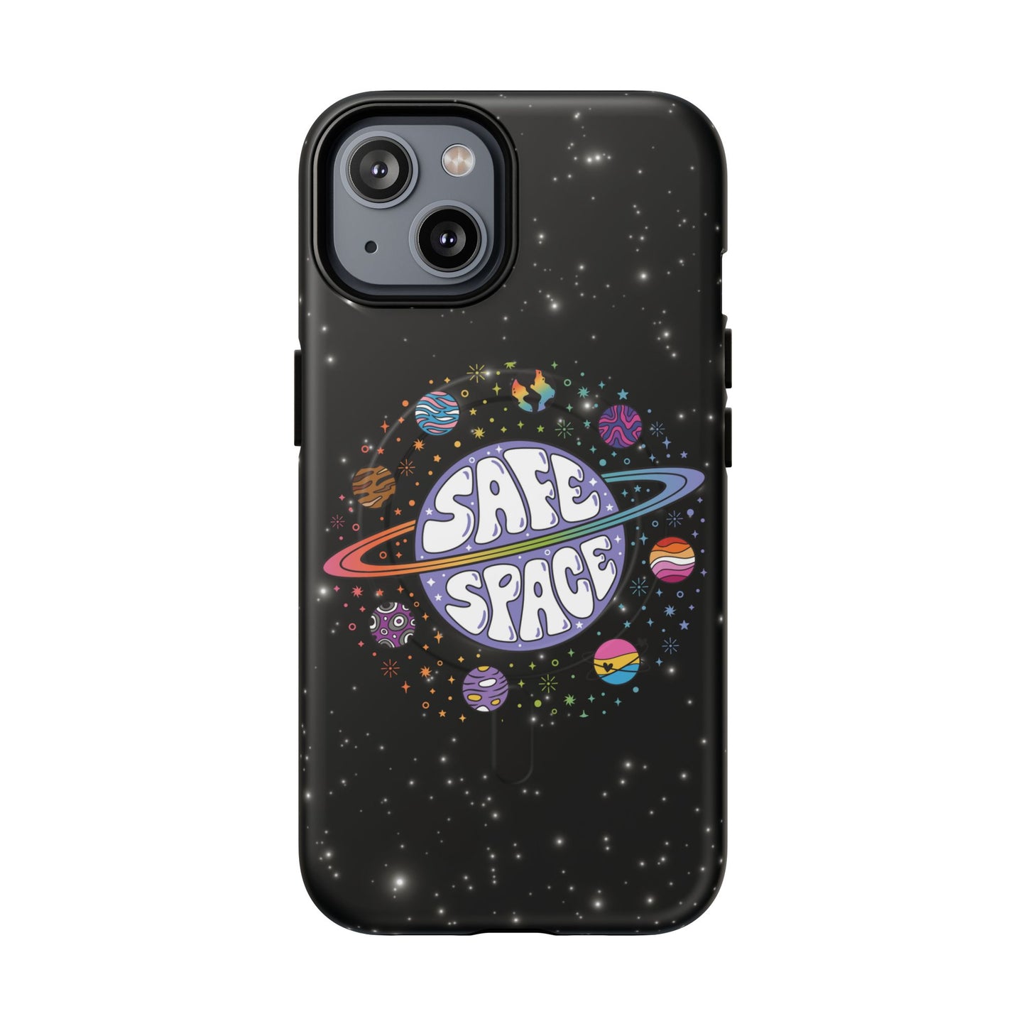 "safe space" lgbtqia+ pride galaxy magsafe® iphone case