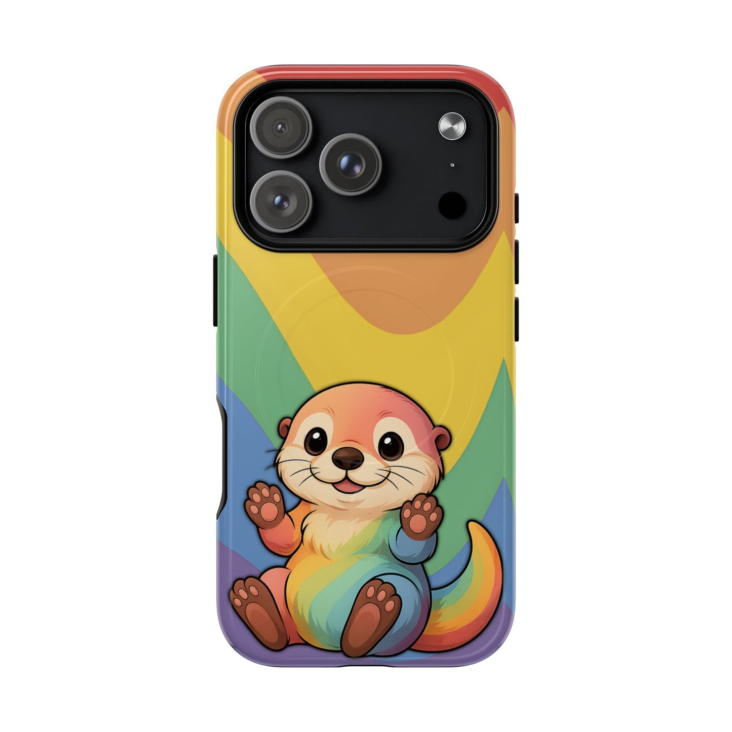 “otterly queer” – retro rainbow pride otter magsafe® iphone tough case