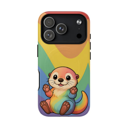 “Otterly Queer” – Retro Rainbow Pride Otter MagSafe® iPhone Tough Case