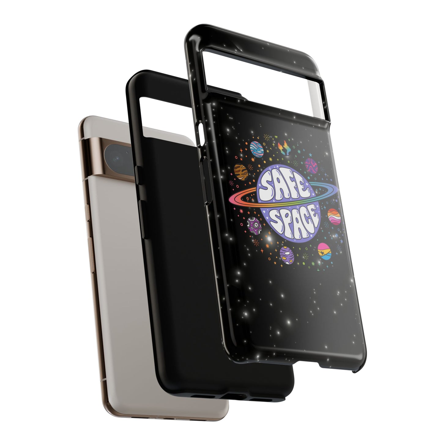 "safe space" lgbtqia+ pride galaxy android tough phone case