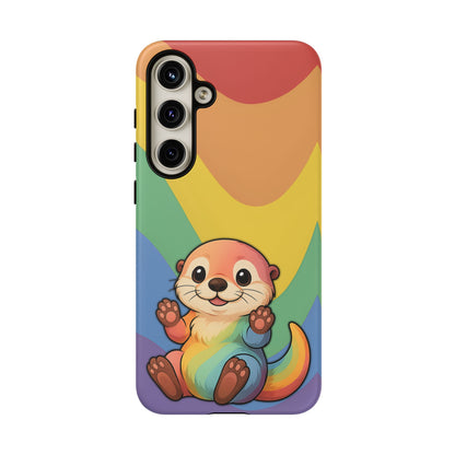 “Otterly Queer” – Retro Rainbow Pride Otter Android Tough Phone Case