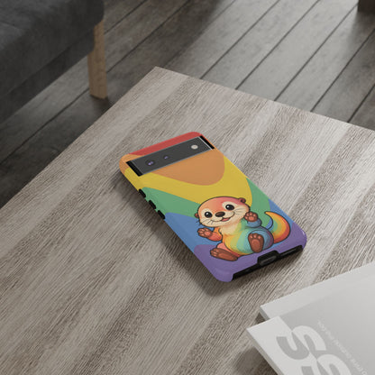 “Otterly Queer” – Retro Rainbow Pride Otter Android Tough Phone Case