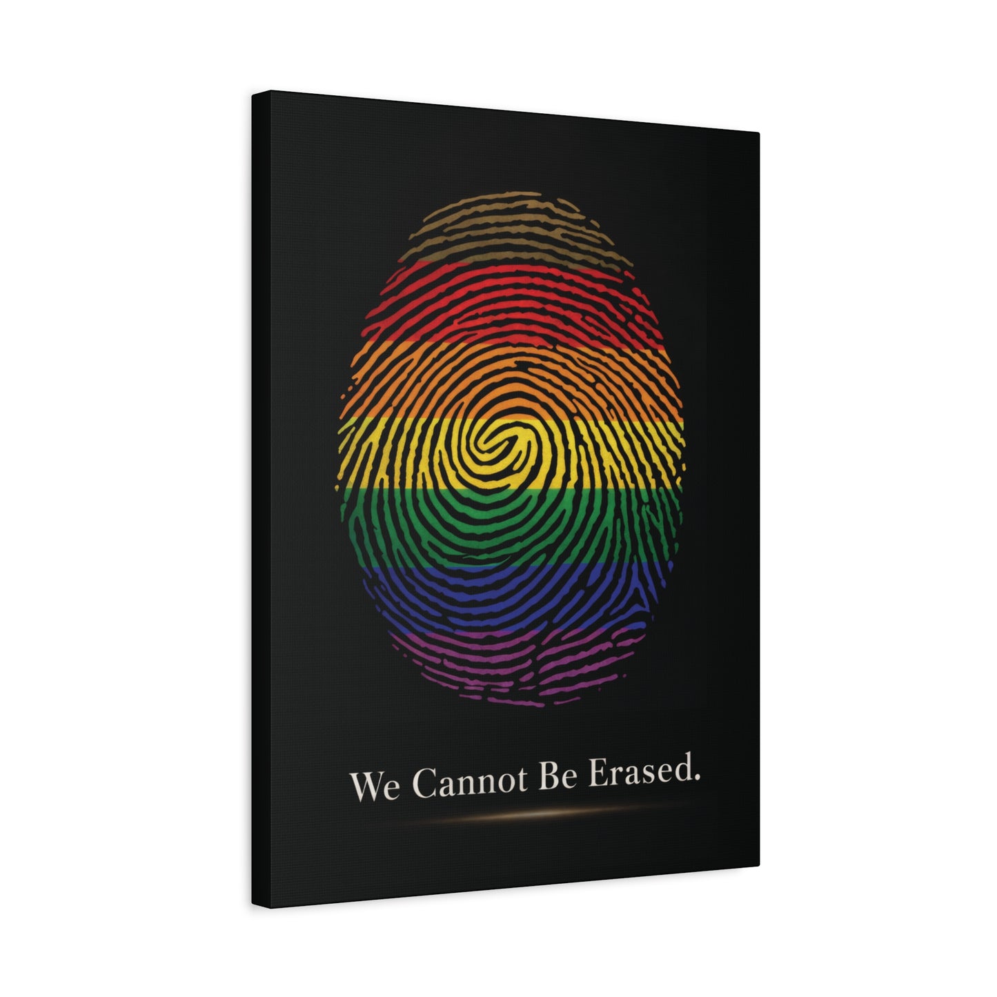 we cannot be erased | lgbtq pride fingerprint canvas wall art