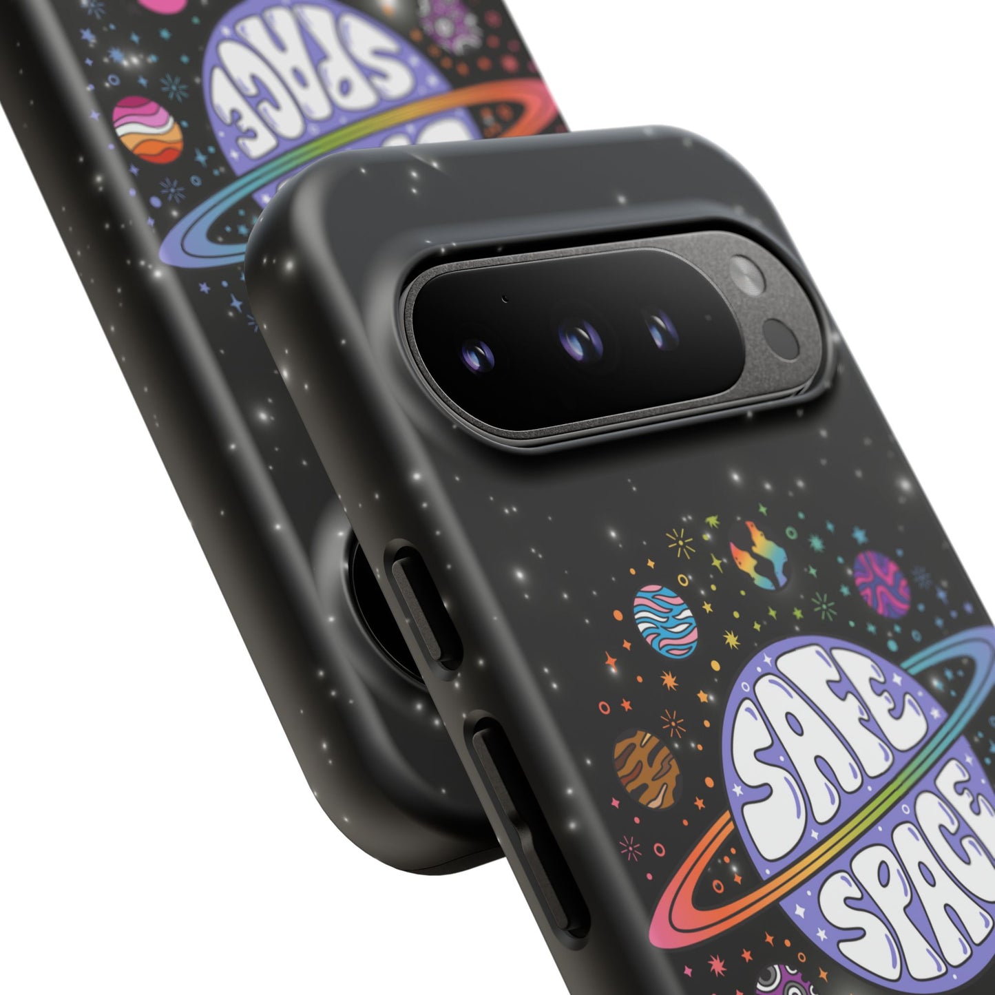 "safe space" lgbtqia+ pride galaxy android tough phone case