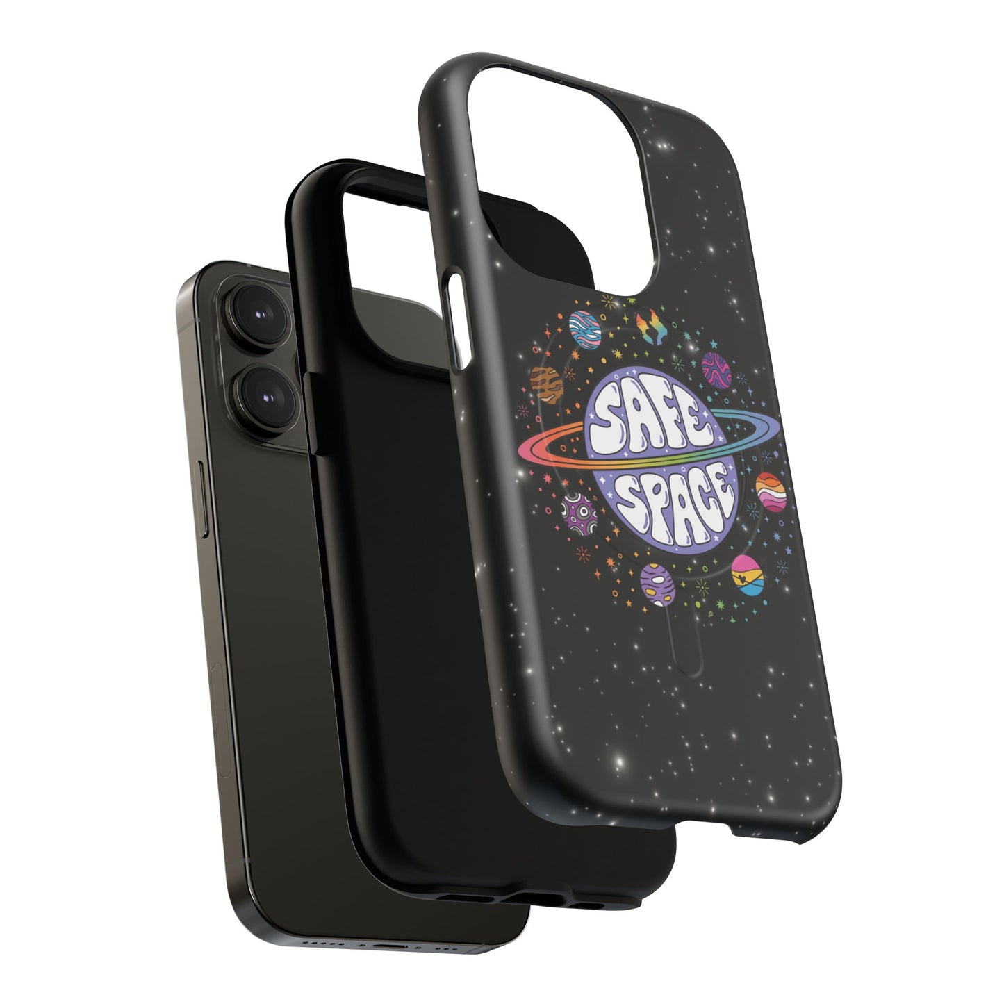 "safe space" lgbtqia+ pride galaxy magsafe® iphone case