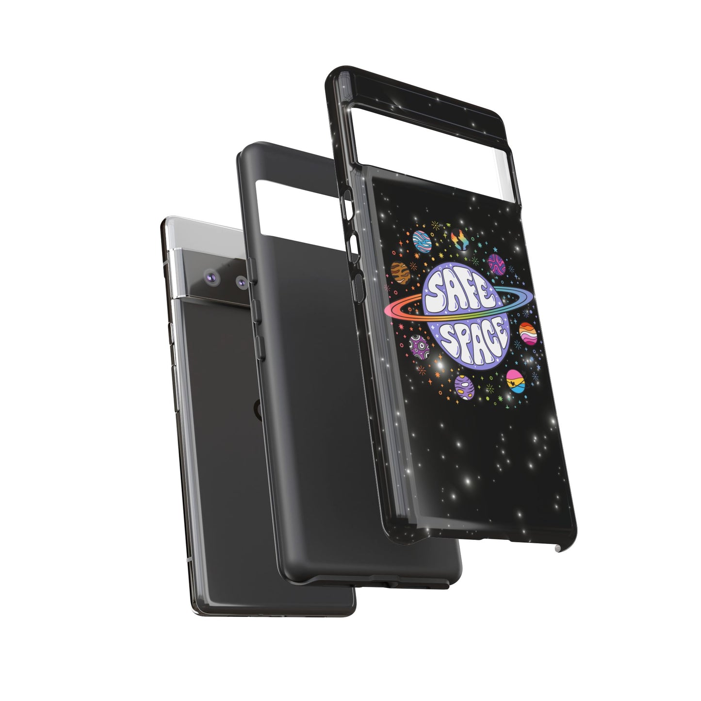 "safe space" lgbtqia+ pride galaxy android tough phone case