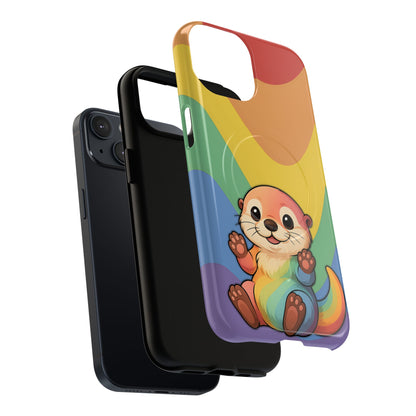 “Otterly Queer” – Retro Rainbow Pride Otter MagSafe® iPhone Tough Case