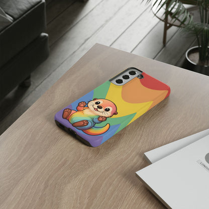 “Otterly Queer” – Retro Rainbow Pride Otter Android Tough Phone Case