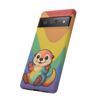 “Otterly Queer” – Retro Rainbow Pride Otter Android Tough Phone Case