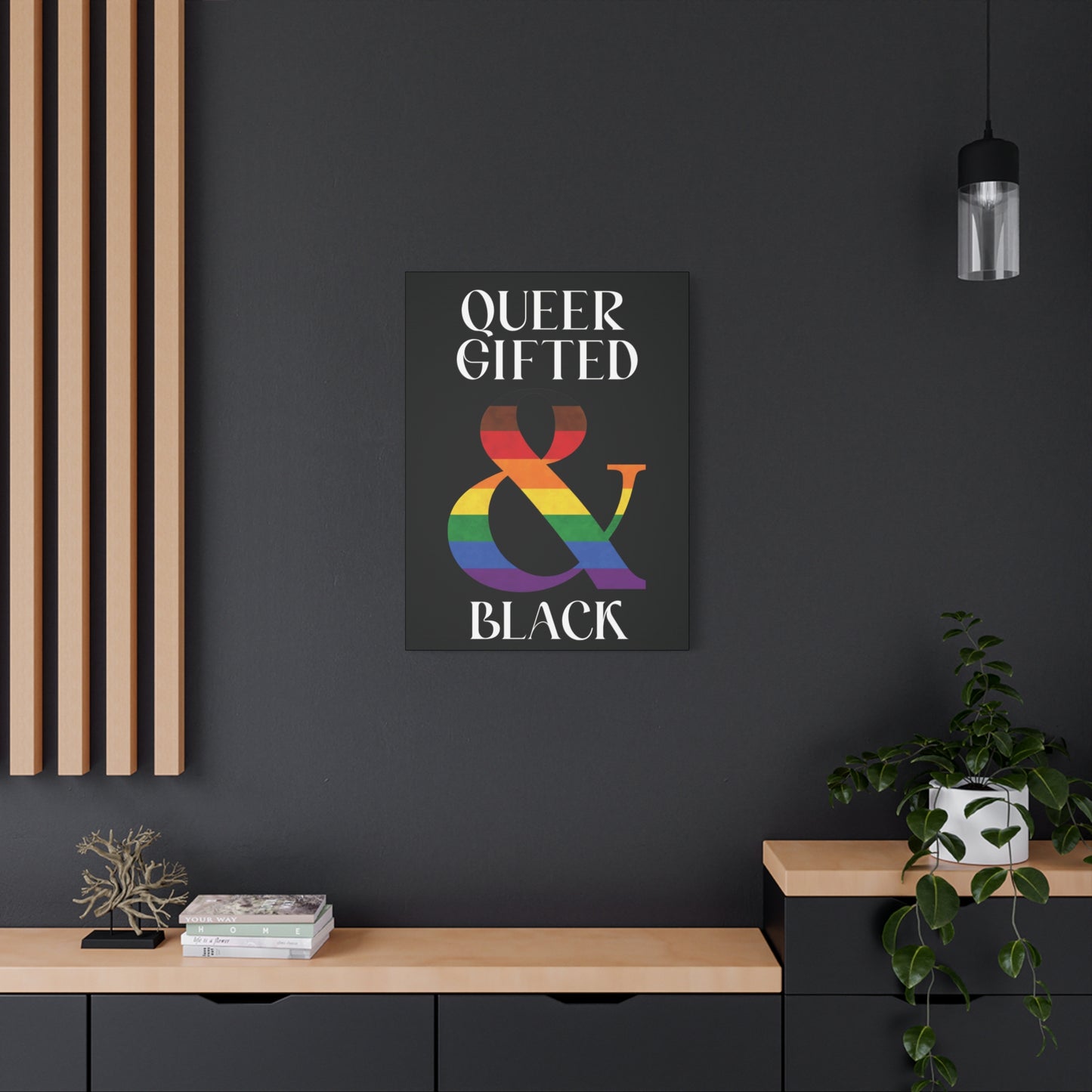 queer, gifted and black | lgbtq pride statement canvas wall art