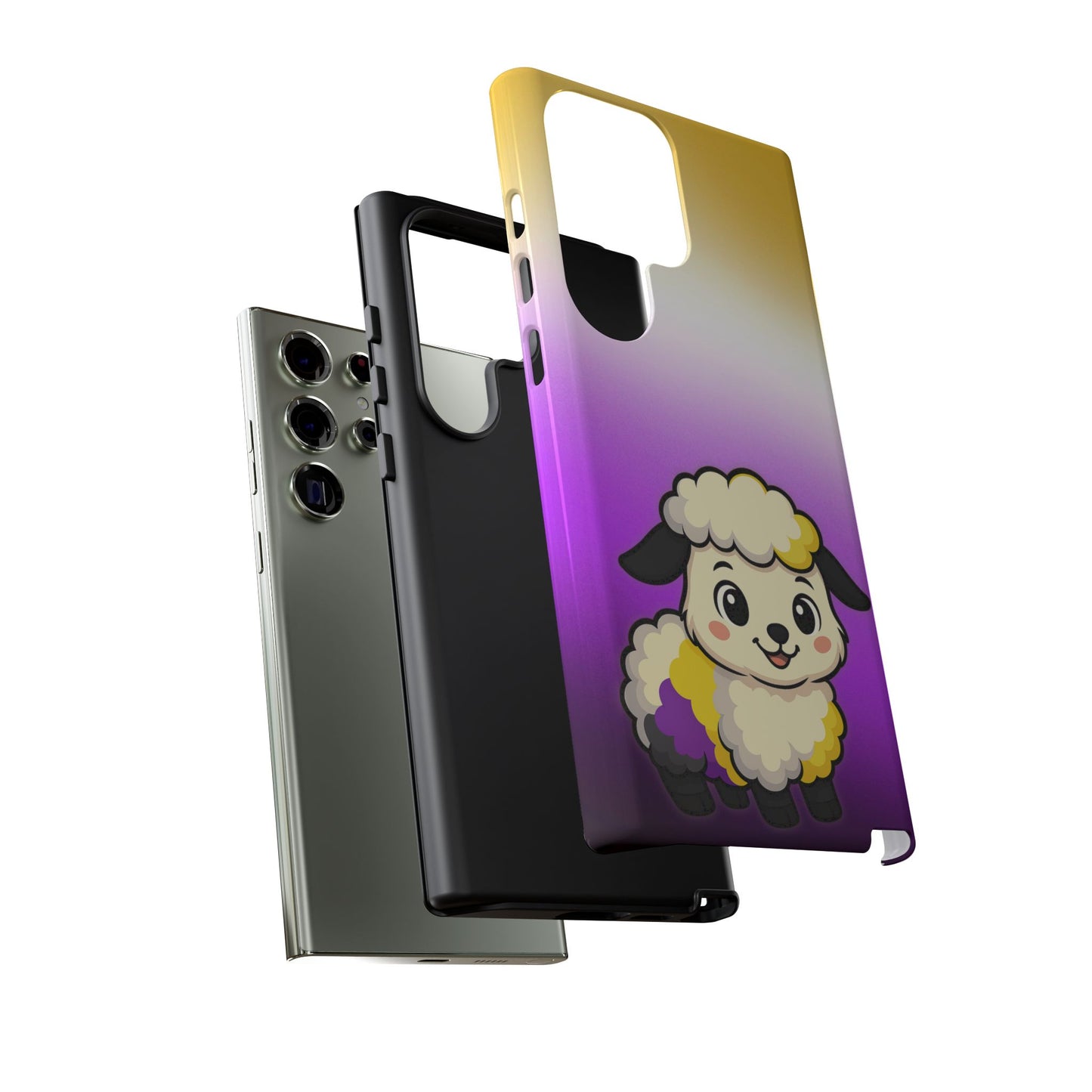 "nonbibaaary" – nonbinary pride sheep android tough phone case