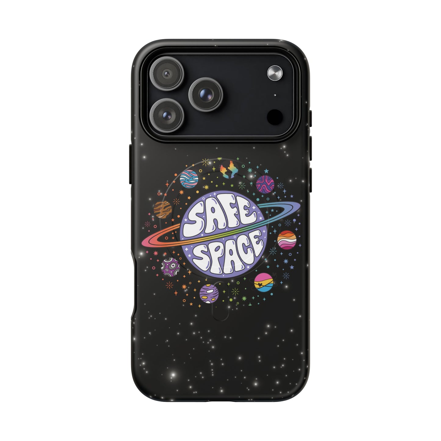"safe space" lgbtqia+ pride galaxy magsafe® iphone case