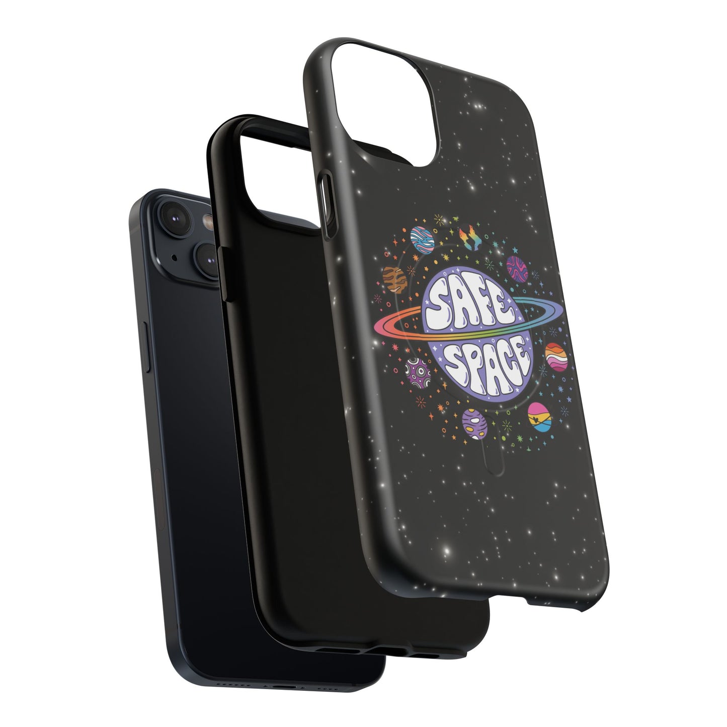 "safe space" lgbtqia+ pride galaxy magsafe® iphone case