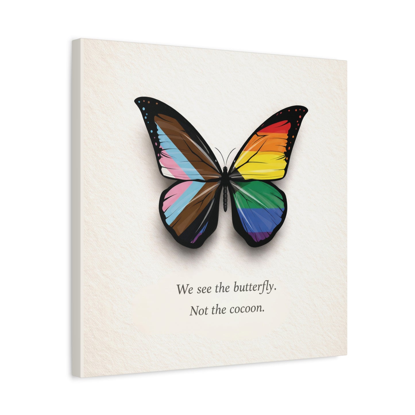 progress rainbow pride butterfly | metamorphosis series canvas wall art
