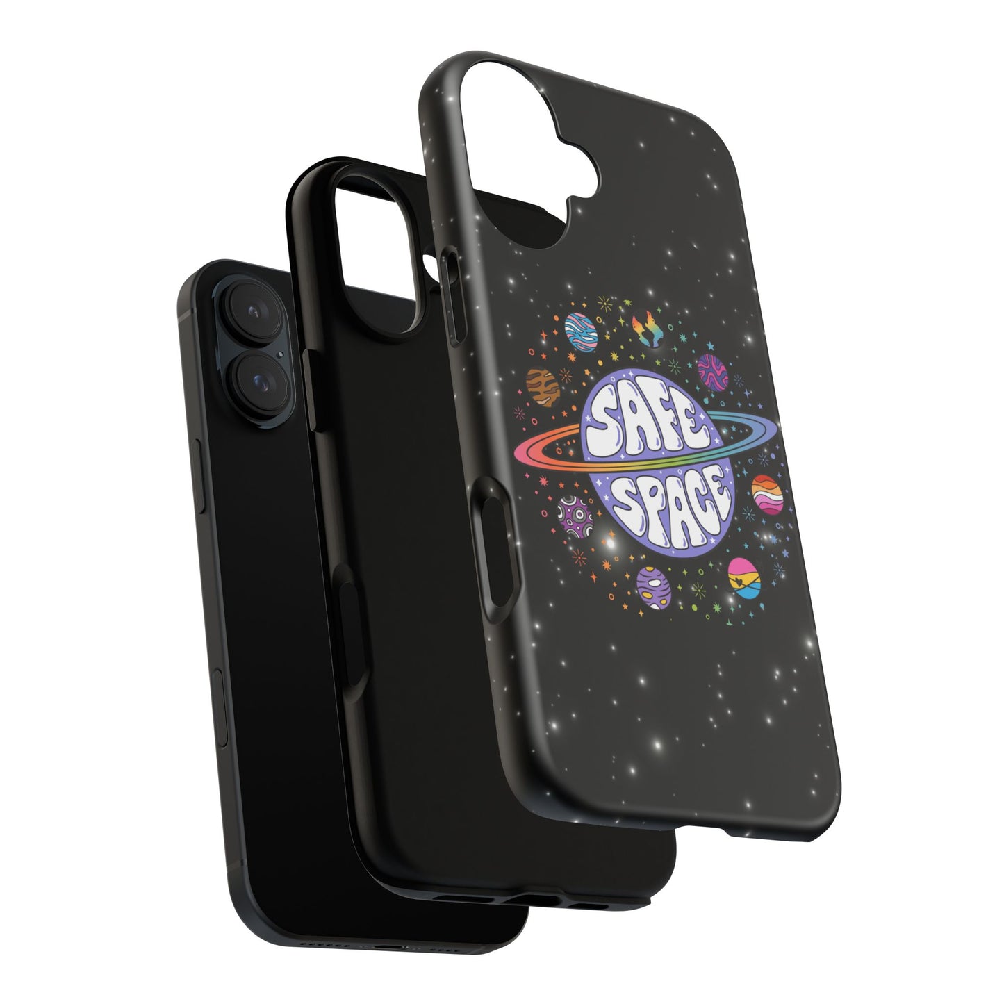 "safe space" lgbtqia+ pride galaxy android tough phone case