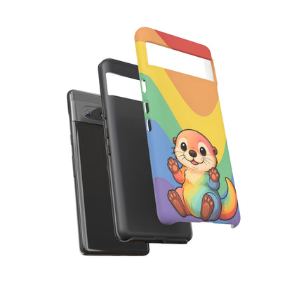 “Otterly Queer” – Retro Rainbow Pride Otter Android Tough Phone Case