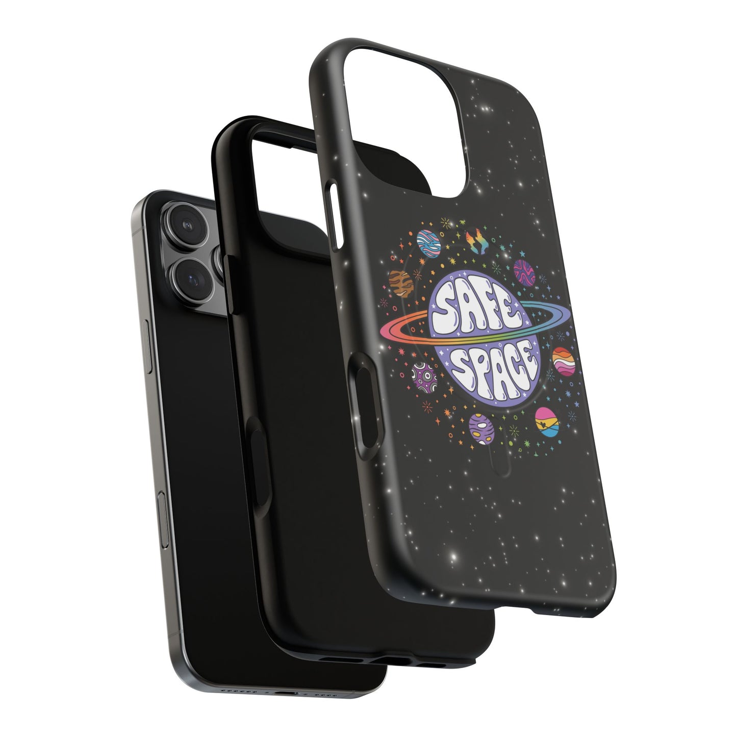 "safe space" lgbtqia+ pride galaxy magsafe® iphone case