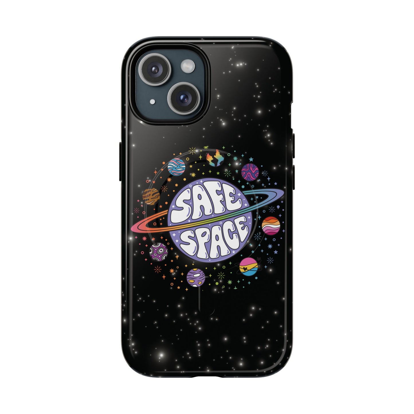 "safe space" lgbtqia+ pride galaxy magsafe® iphone case