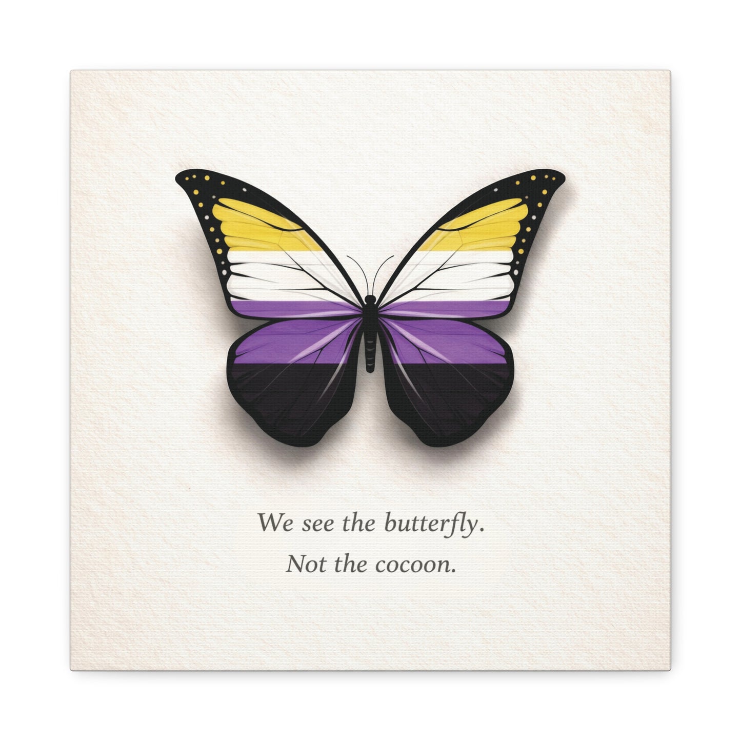 nonbinary pride butterfly | metamorphosis series canvas wall art